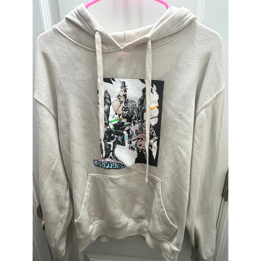 My Hero Academia Villains Hoodie Adult Small Beige Anime Sweatshirt